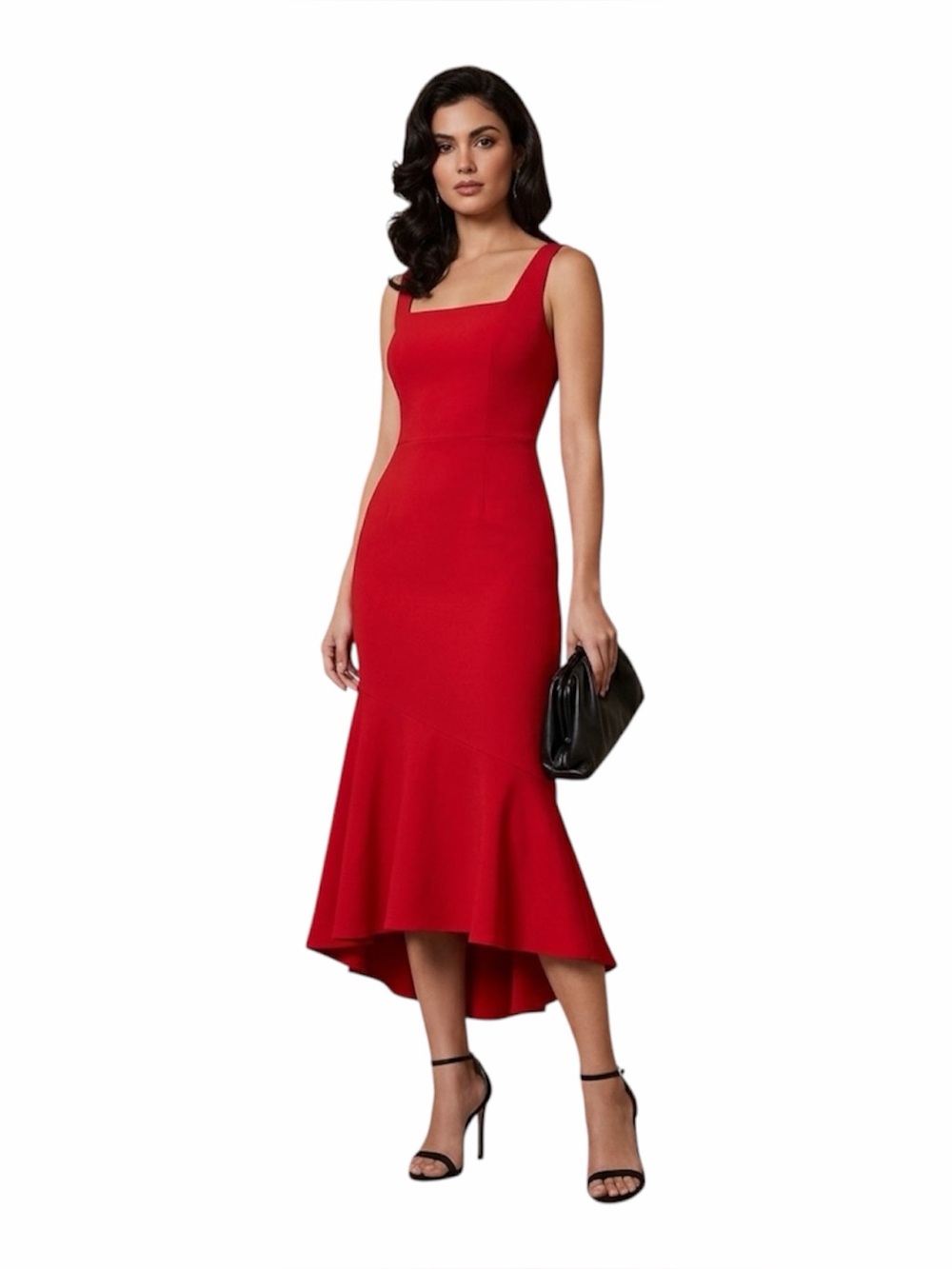 Sharagano Red Sleeveless Square Neck Mermaid Hem Dress- Size 4